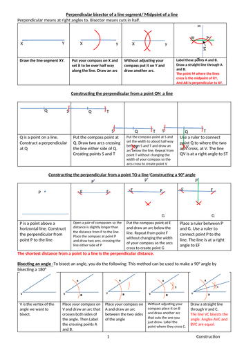 GCSE -CONSTRUCTIONS-Constructing triangles/Perpendicular lines / LOCI/ Bearings