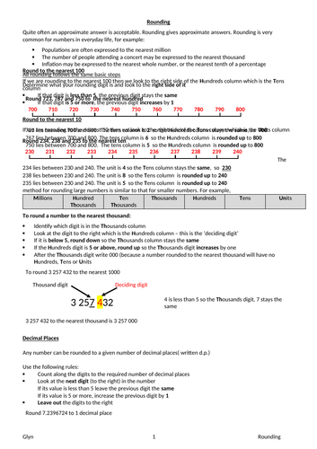 GCSE -Rounding- nearest 10,100, 1000, decimal places / significant figures /Rounding and Bounding