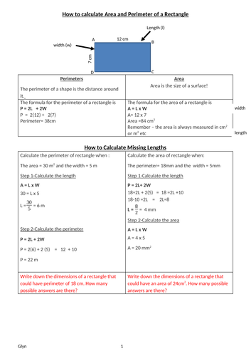 GCSE -AREA AND PERIMETER-Rectangles, Triangles, trapeziums circles (including Arc Length/Angle)