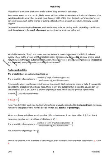 GCSE Probability-Tree Diagrams Venn Diagrams, Space Diagrams, Combined Events,Exhaustive events