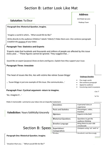 English Language Paper 2 Section B Look Like Mats