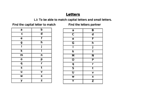 Upper and Lowercase Letters