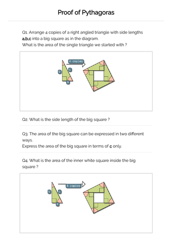 Pythagoras Proof Worksheet GCSE Maths