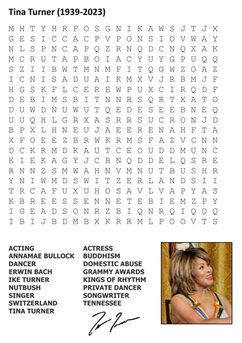Tina Turner Word Search