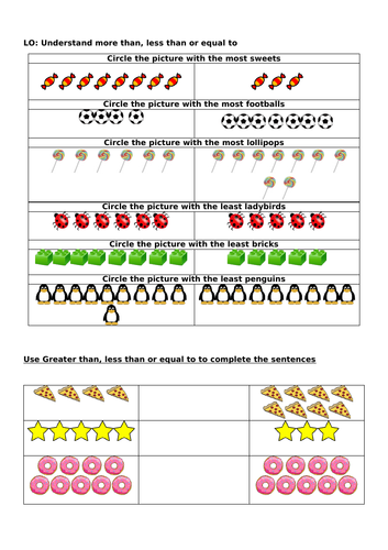 year 1 maths activity sheet more than less than and