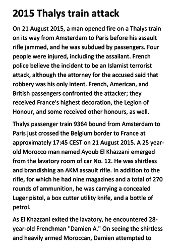The 2015 Thalys train attack Handout