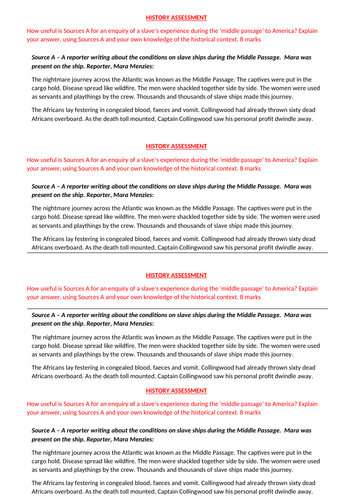The Slave Trade GCSE assessment for KS3