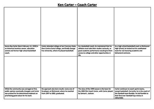 Ken Carter – Coach Carter Comic Strip and Storyboard