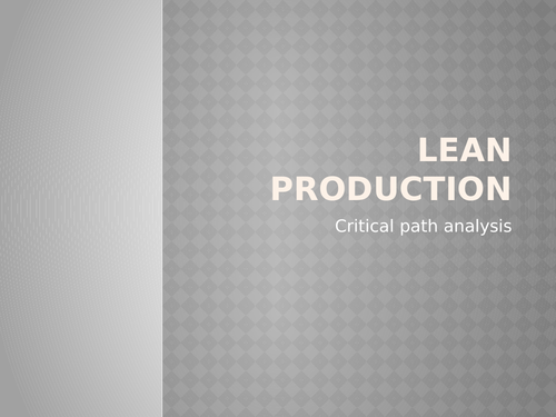 Lean Production - Network Diagrams