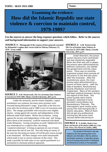 How did the Islamic Republic use state violence and coercion to maintain control, 1979-1989?