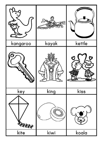 K words beginning with K flashcards | Teaching Resources