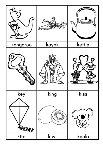 K words beginning with K flashcards  Teaching Resources