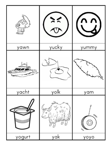 Y words beginning with Y flashcards