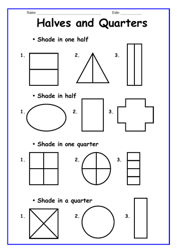 halves and quarters worksheets by lresources4teachers teaching resources