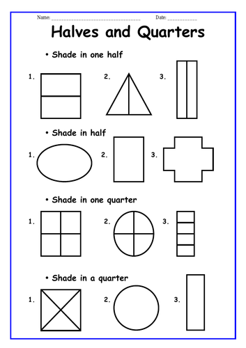 Halves And Quarters Worksheets Teaching Resources
