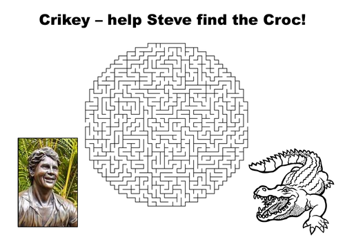 Help Steve Irwin find the crocodile maze puzzle