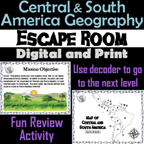 Central and South America: Social Studies Escape Room Geography