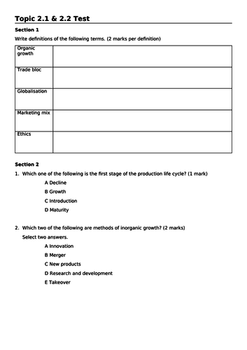 gcse-business-9-1-edexcel-test-for-topics-2-1-2-2-teaching