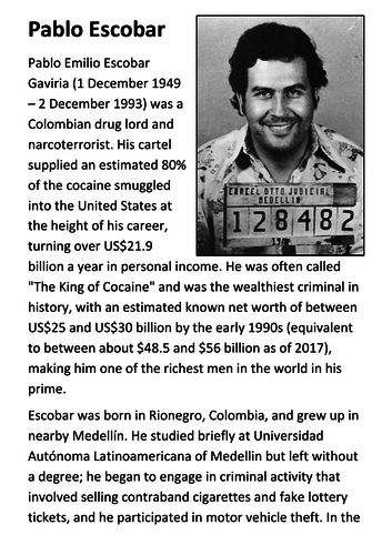 Pablo Escobar Handout