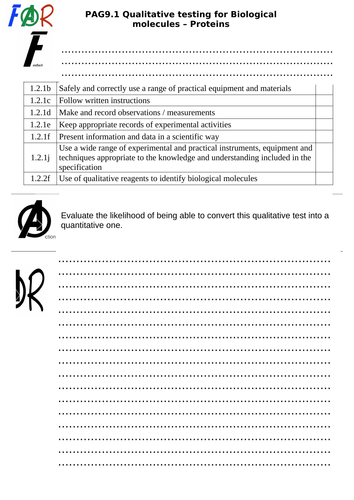PAG 9 Marking sheets