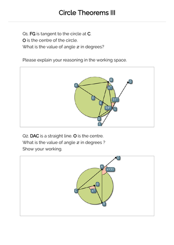 Circle Theorems worksheets for Maths GCSE