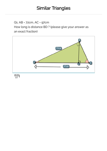 Similar Triangles worksheets for Maths GCSE