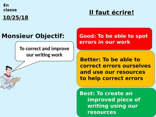 Famille Writing lesson feedback