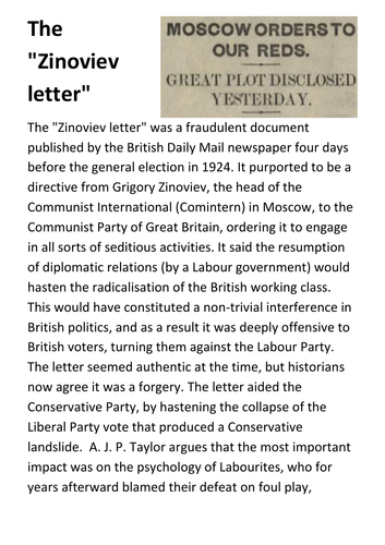 The Zinoviev letter Handout