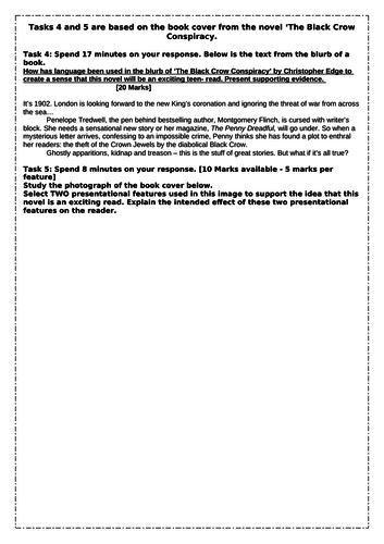 GCSE ENGLISH LANGUAGE - MEDIA TEXTS - THE BLACK CROW CONSPIRACY