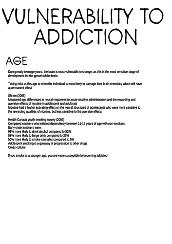 Vulnerability to addiction