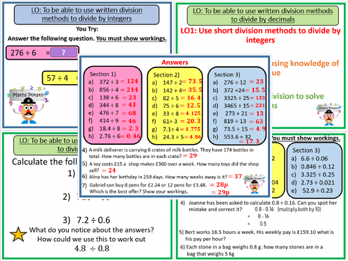 Short dvision (Dividing by integers and decimals)