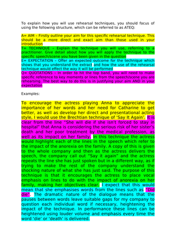 Eduqas/WJEC 9-1 Drama GCSE Rehearsal Techniques Revision - Hard to Swallow