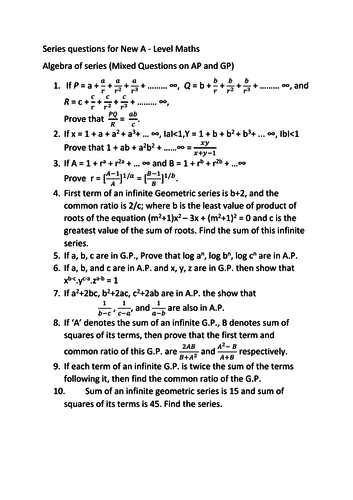 New A level  series questions (MIxed)