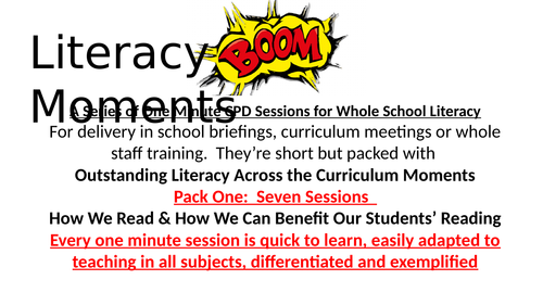 Whole School Literacy CPD Seven One Minute Sessions for Briefings, Staff Meetings, Weekly Bulletins
