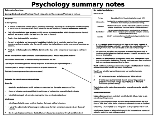 Origins of Psychology A Level Psychology summary notes AQA Paper 2