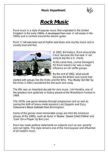 KS3 Music Cover Resources - Rock and Hip-Hop x6