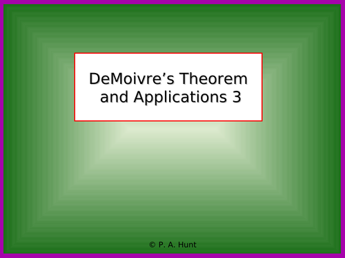 DeMoivre's Theorem and Applications 3 (A-Level Further Maths)