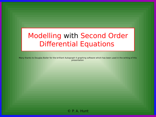 Modelling with Second Order Differential Equations