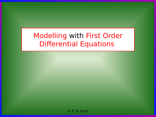 Modelling with First Order Differential Equations