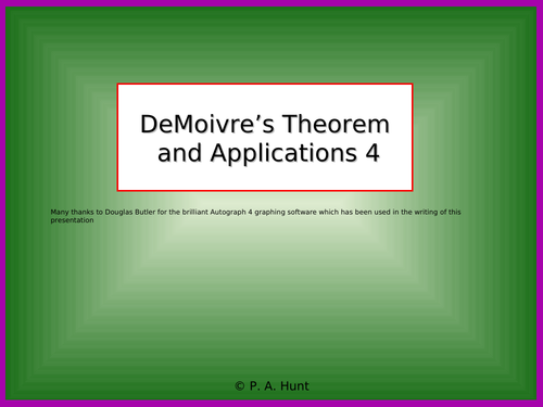 DeMoivre's Theorem and Applications 4