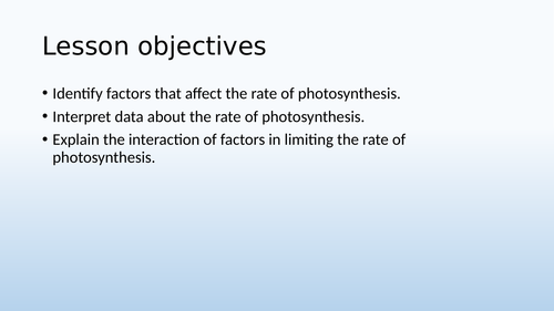 Limiting factors - photosynthesis