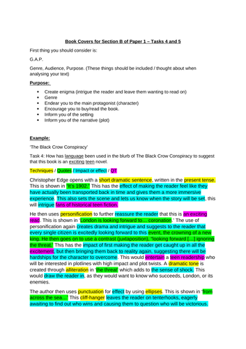 CCEA GCSE MEDIA ANALYSIS: Book Cover Mark Schemes