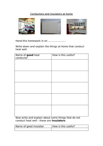 Conductors and insulators at home