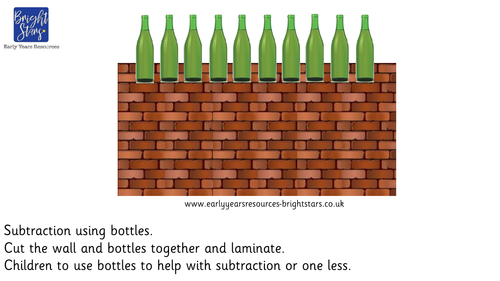 10 Green Bottles subtraction or 1 less