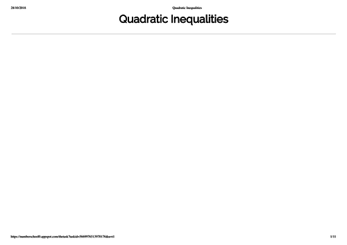 Quadratic Inequalities worksheet GCSE grades 7-9