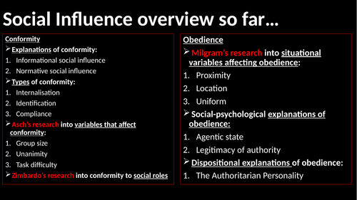 AQA A Level Psych - Social Influence (Obedience - dispositional explanations)