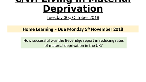 AQA Sociology A Level - Living in Material Deprivation