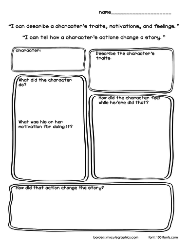 Character Traits, Motivations, and Feelings Graphic Organizer