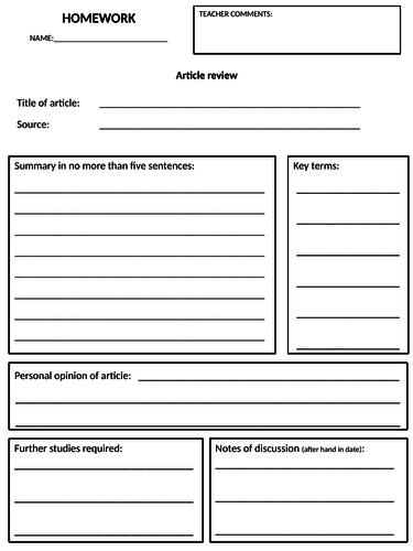 Newspaper review scaffold with examples