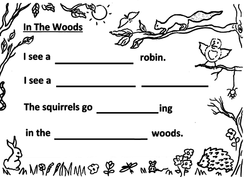 Woods - writing sheet, mid-level